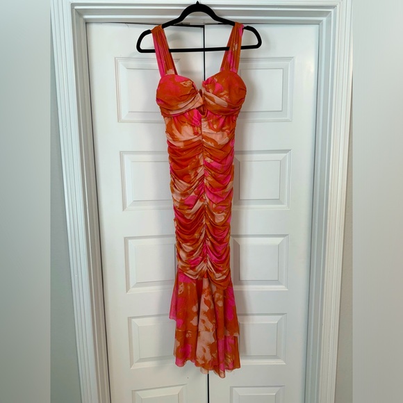 Hello Molly GEMMA LOVES MESH MIDI DRESS ORANGE - Picture 3 of 7